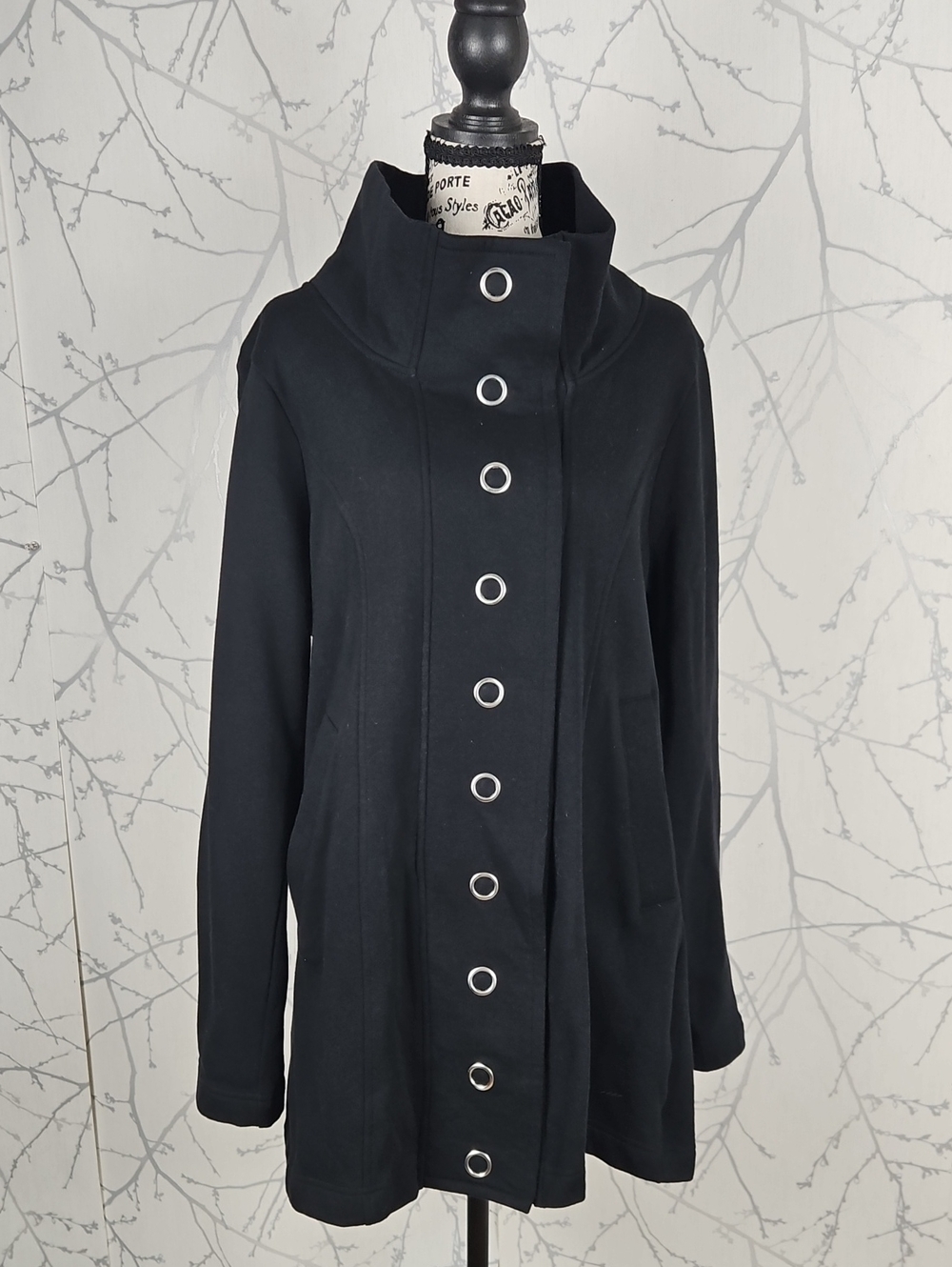 Boca Performance Black Cotton Blend Snap Closure Jacket